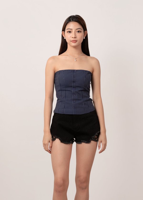 Sundate Pinstripes Top in Navy