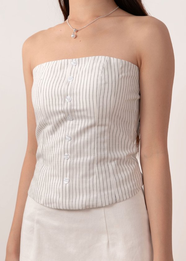 Sundate Pinstripes Top in White