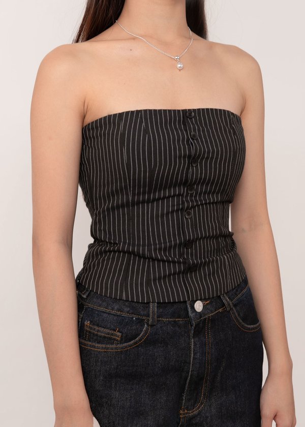 Sundate Pinstripes Top in Black