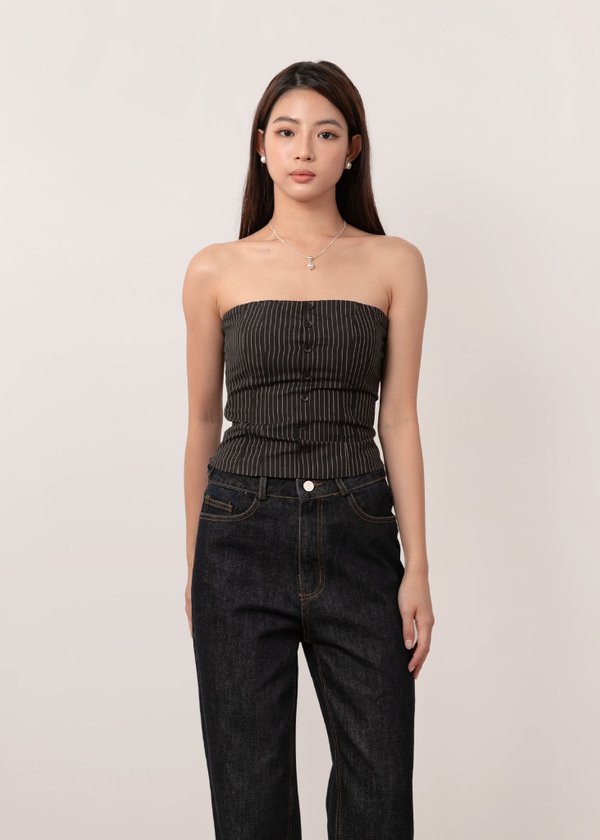 Sundate Pinstripes Top in Black