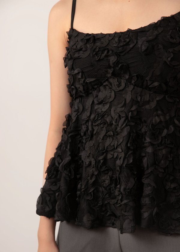 Ovell Babydoll Rose Top in Black
