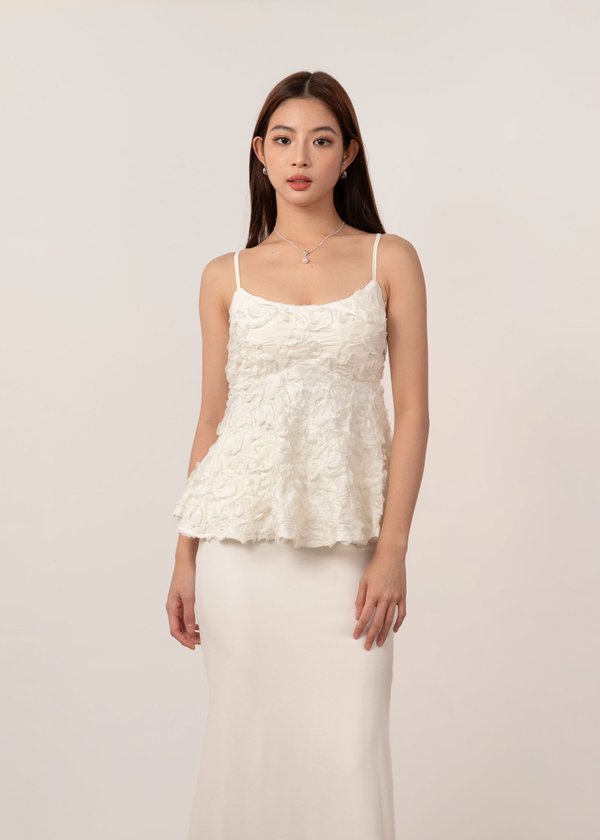 Ovell Babydoll Rose Top in Cream