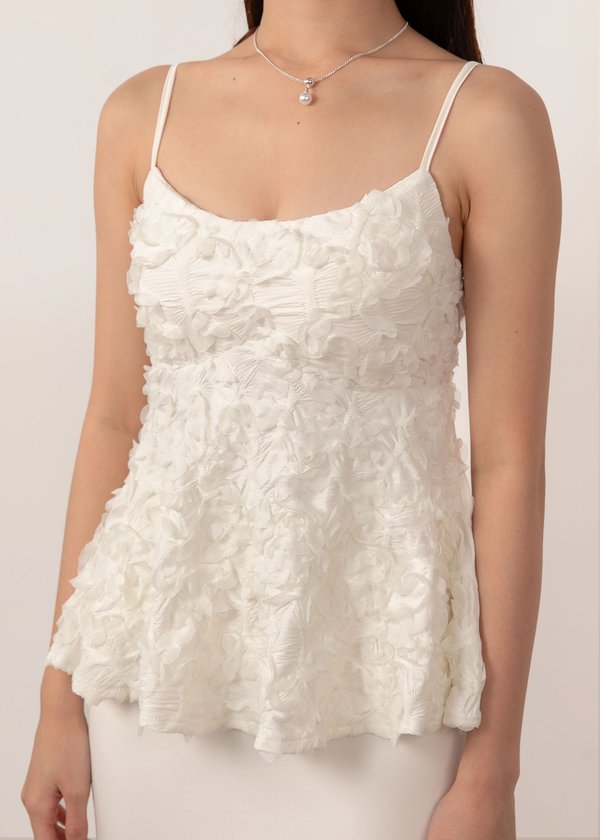 Ovell Babydoll Rose Top in Cream