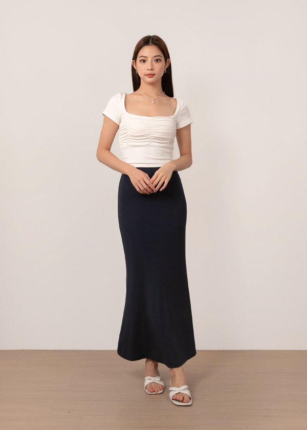 Curvature Midi Mermaid Skirt in Navy