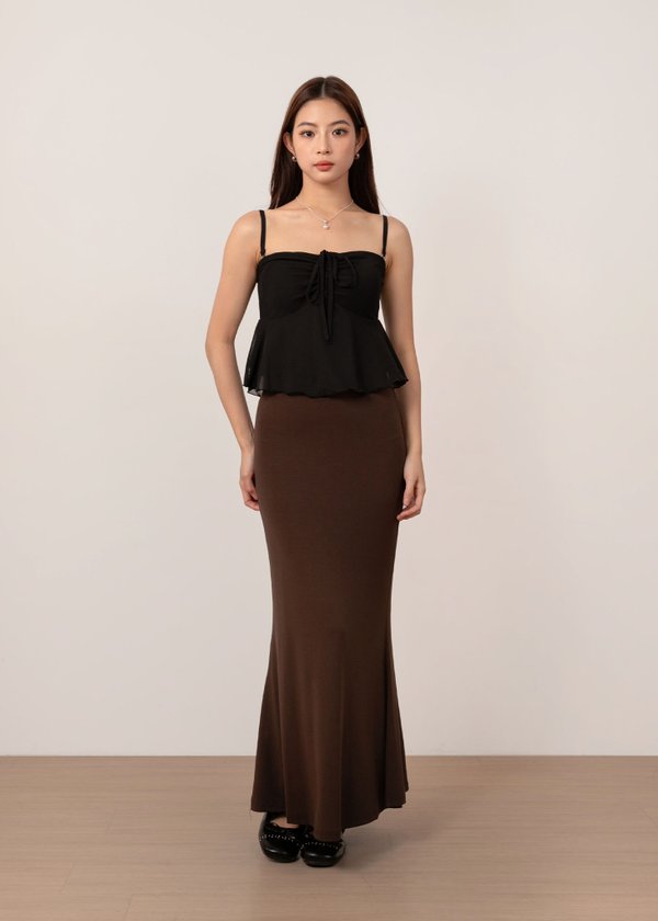 Curvature Midi Mermaid Skirt in Brown