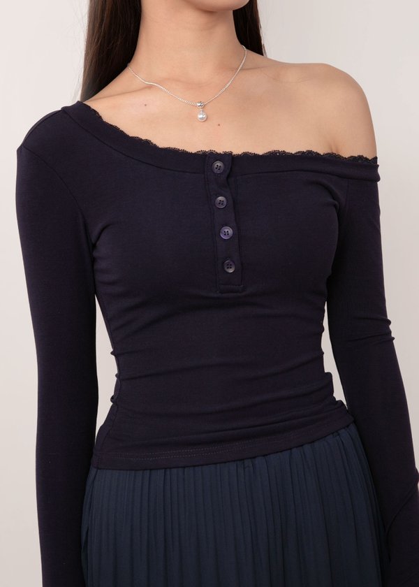 Monique Off Shoulder Top in Navy