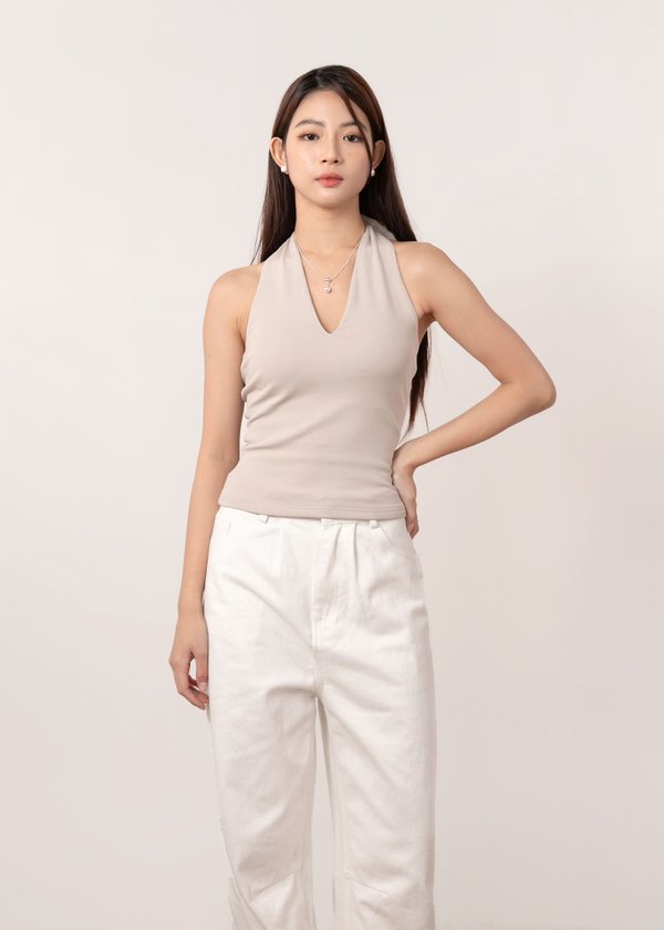 Glow Up Halter Top in Oat
