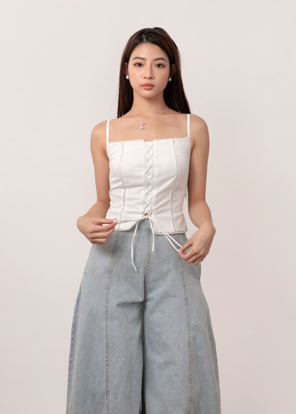 Criss Cross Charm Top in White