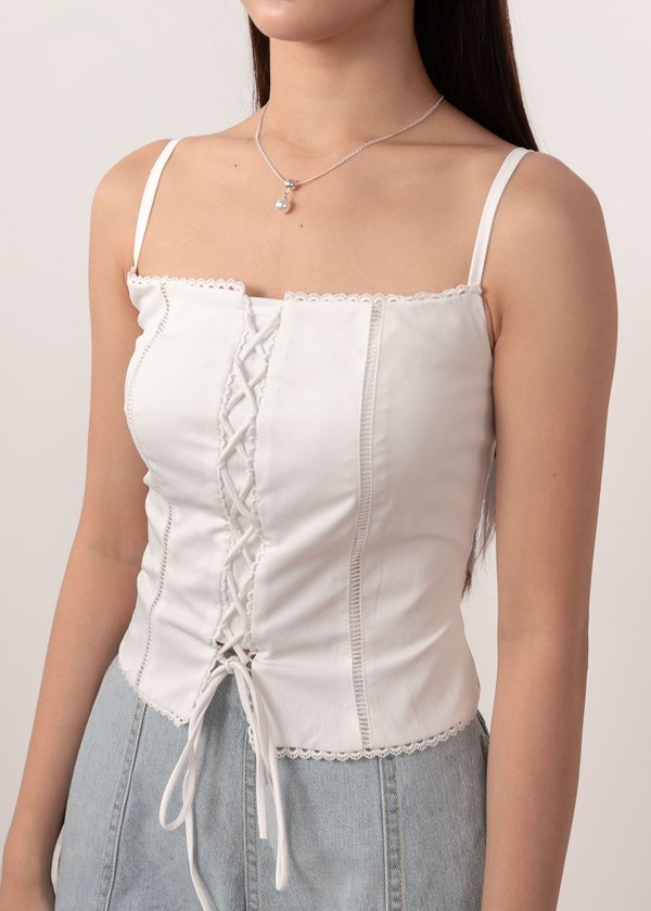 Criss Cross Charm Top in White