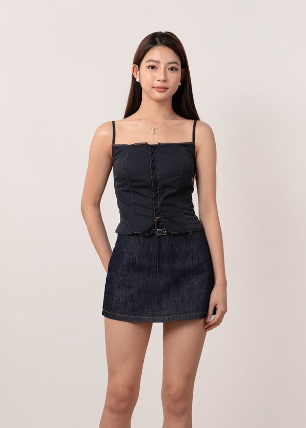 Criss Cross Charm Top in Navy