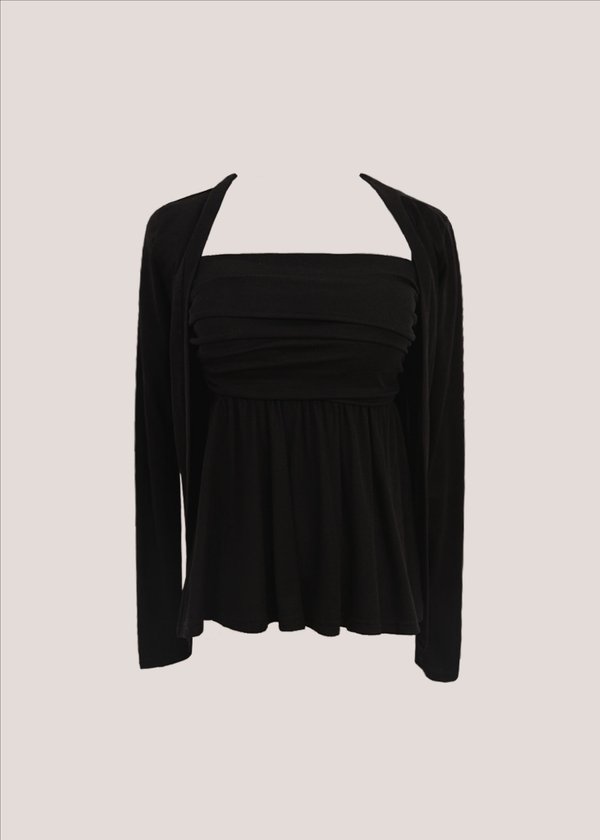 Elora Duo Peplum Top & Cardi Set in Black *US*