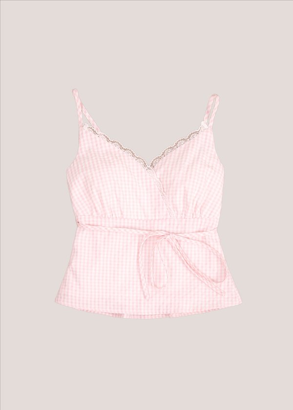 Zella Checkered Babydoll Top in Pink