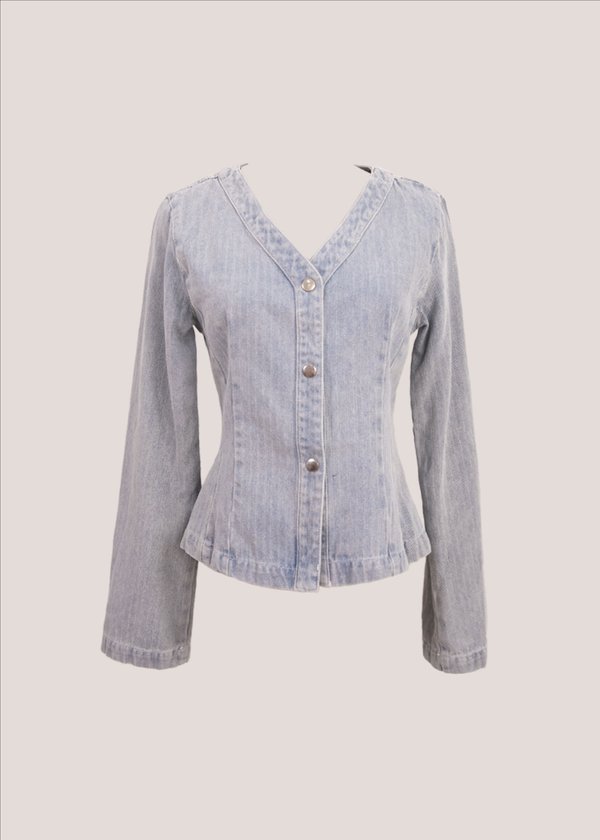Lumiere Denim Button Long Sleeve Top in Light Wash