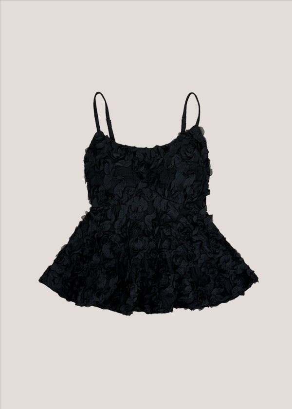 Ovell Babydoll Rose Top in Black