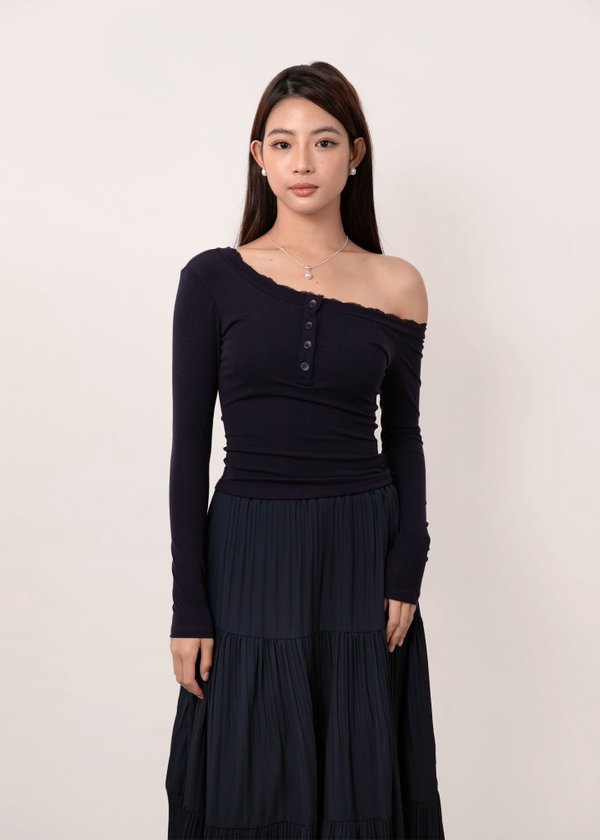 Monique Off Shoulder Top in Navy