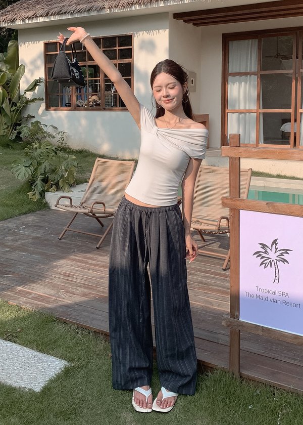 On The Highway Stripes Pants in Dark Grey