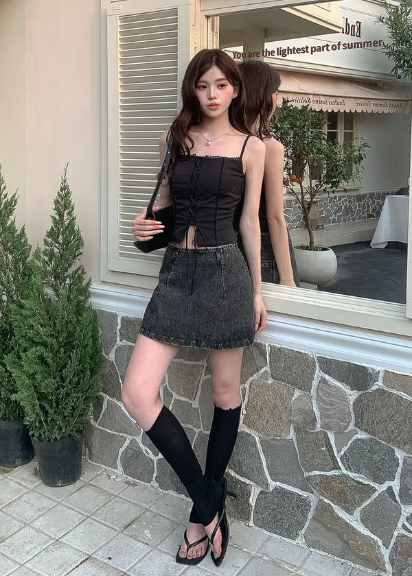 Criss Cross Charm Top in Black