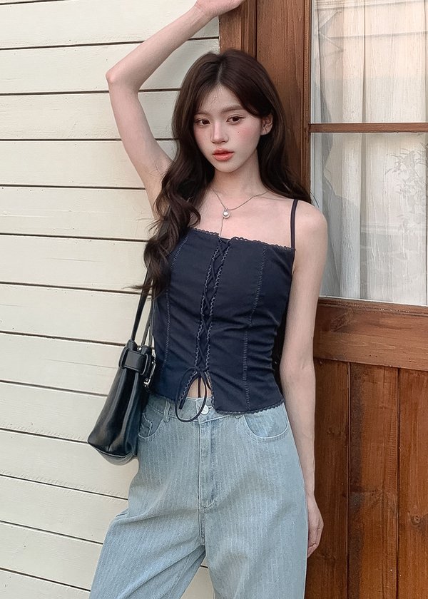 Criss Cross Charm Top in Navy
