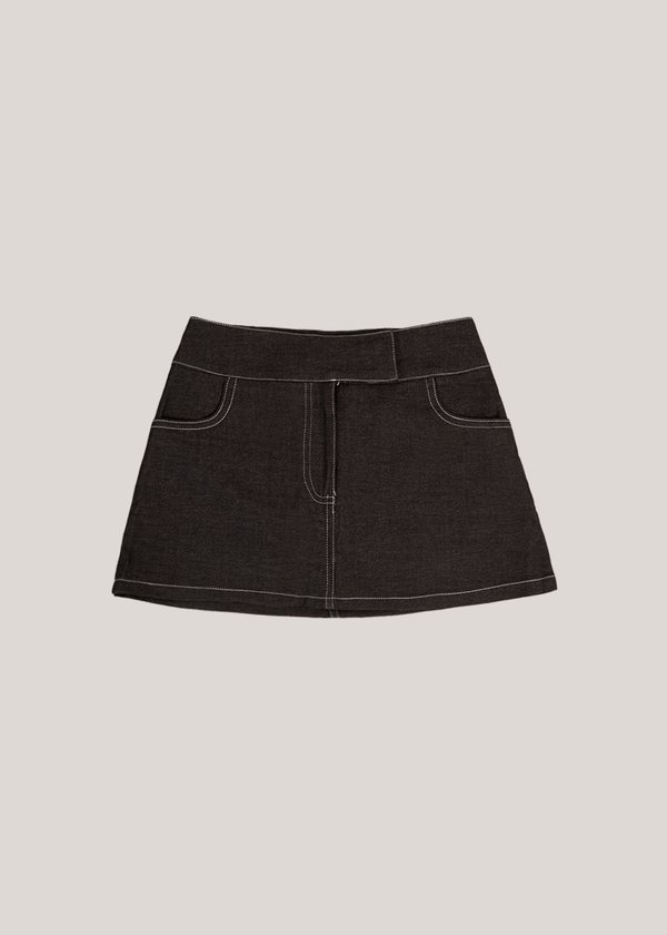 Editorial Denim Skorts in Onyx Black