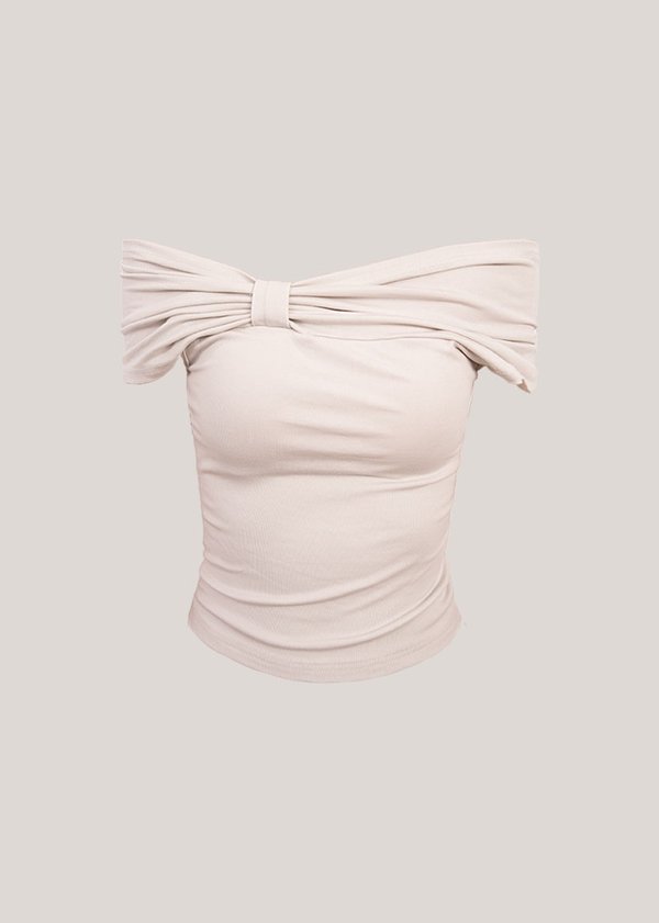 Unfiltered Off Shoulders Top in Light Ash Grey *US*