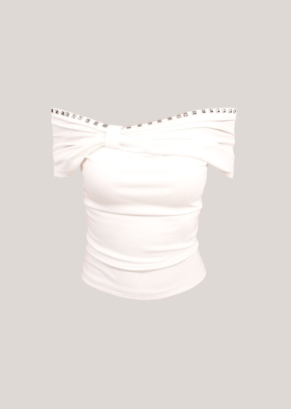 Unfiltered Studded Off Shoulders Top in White *US*