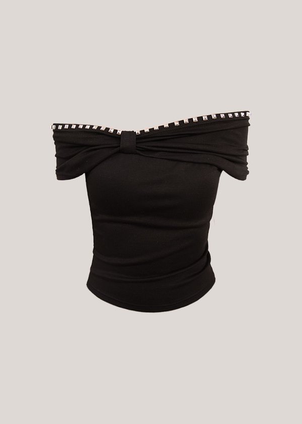 Unfiltered Studded Off Shoulders Top in Black *US*