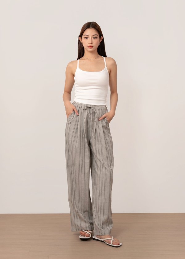 On The Highway Stripes Pants in Pebble Grey