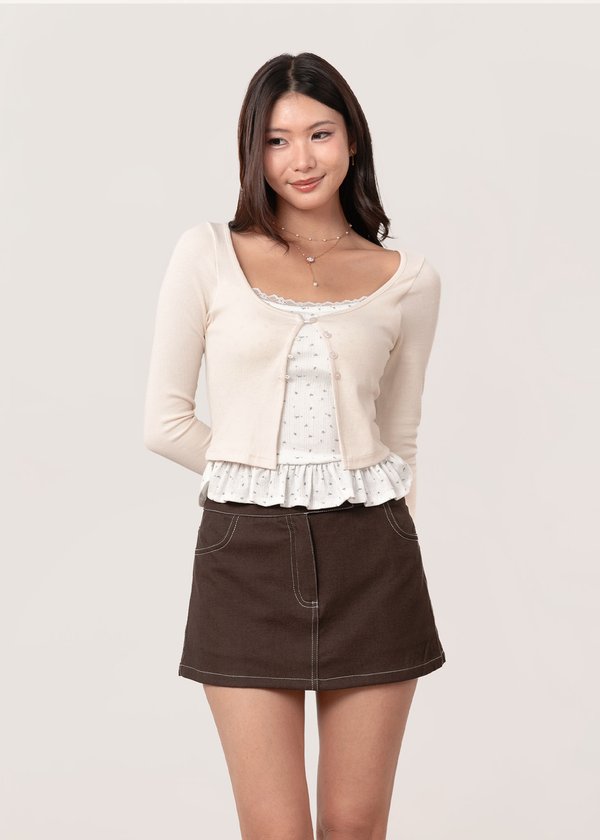 Kaela 2 Piece Cardigan Top in Vanilla