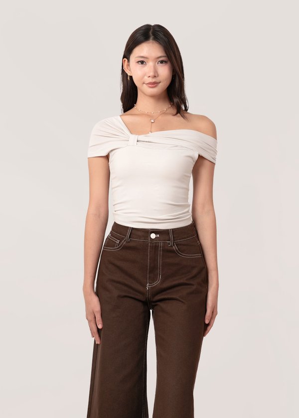 Unfiltered Off Shoulder Top in Light Ash Grey *US*