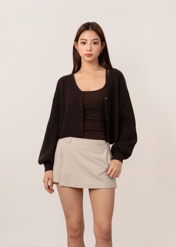 Now And Then Cardigan in Dark Espresso Brown