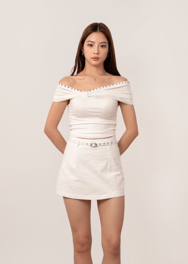 Unfiltered Studded Off Shoulders Top in White *US*
