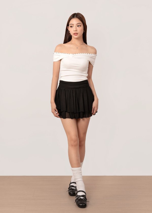Quiet Glow Mesh Skorts in Black