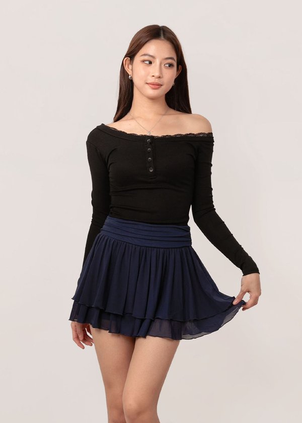Quiet Glow Mesh Skorts in Navy