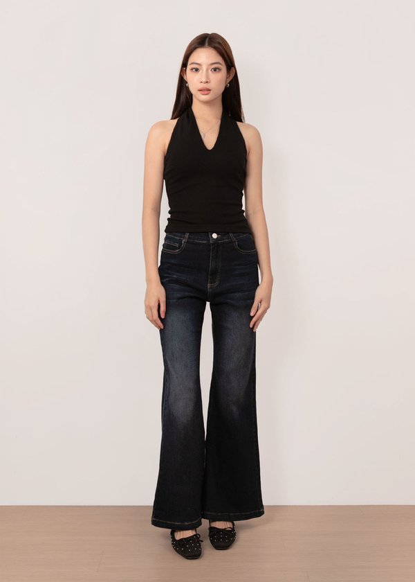 Iconic Highwaisted Bell Jeans in Dark Denim