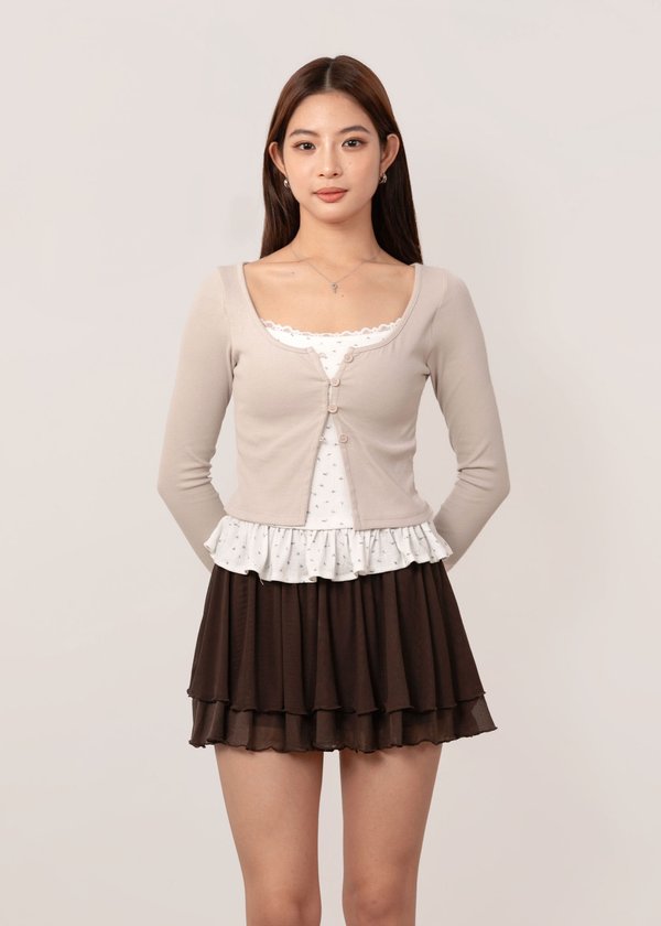 Kaela 2 Piece Cardigan Top in Oat