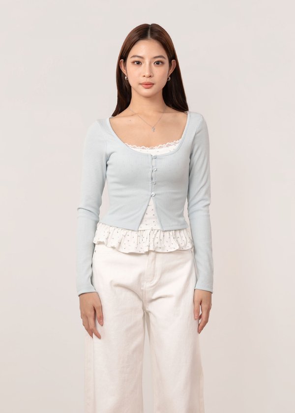 Kaela 2 Piece Cardigan Top in Baby Blue