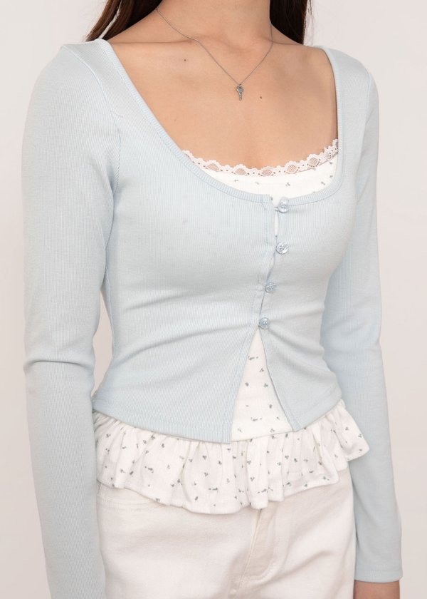 Kaela 2 Piece Cardigan Top in Baby Blue