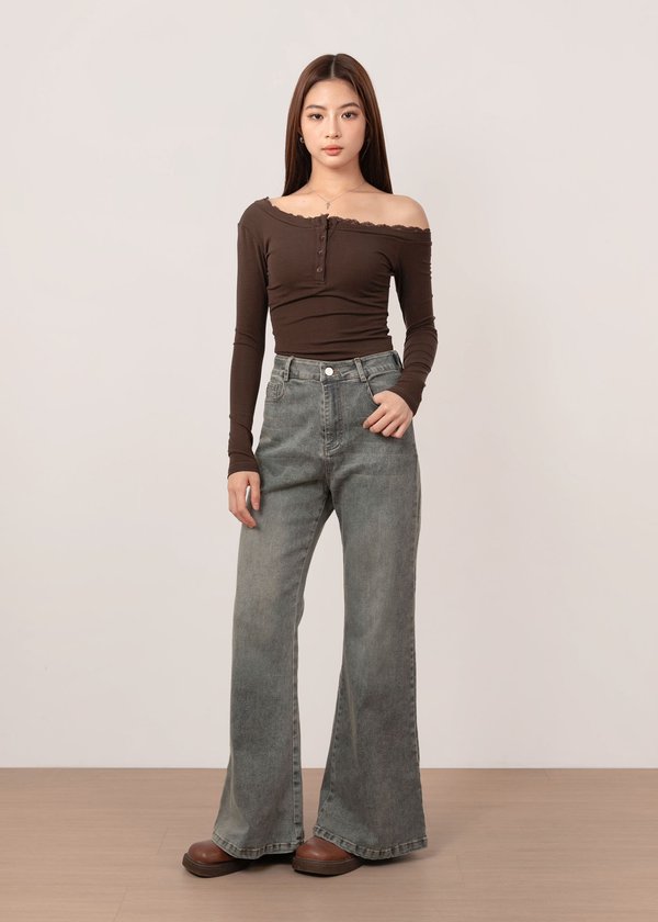 Iconic Highwaisted Bell Jeans in Vintage Slate