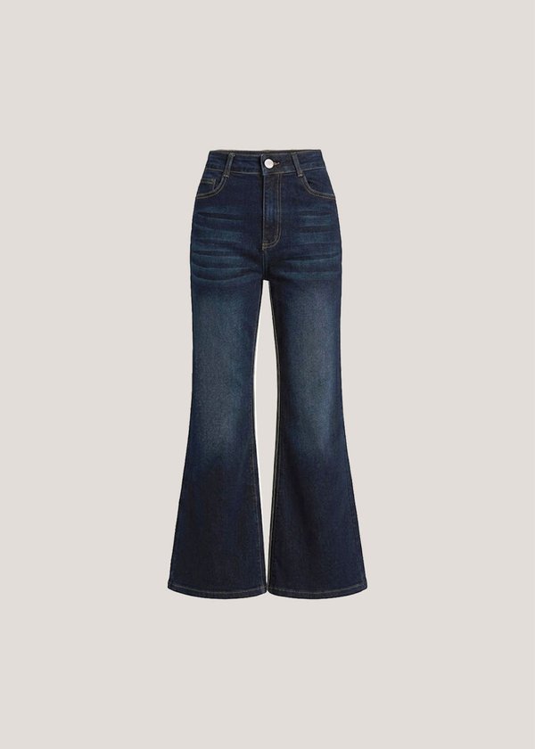 Iconic Highwaisted Bell Jeans in Dark Denim