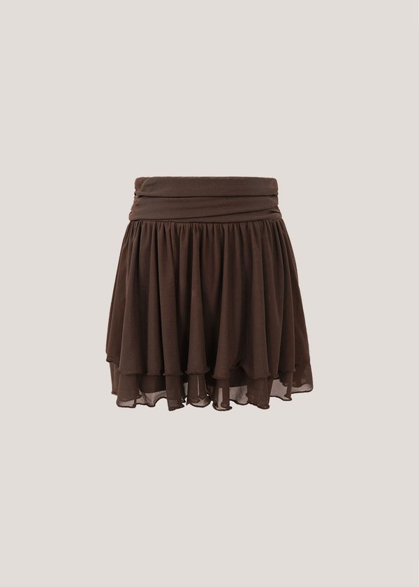 Quiet Glow Mesh Skorts in Espresso Brown
