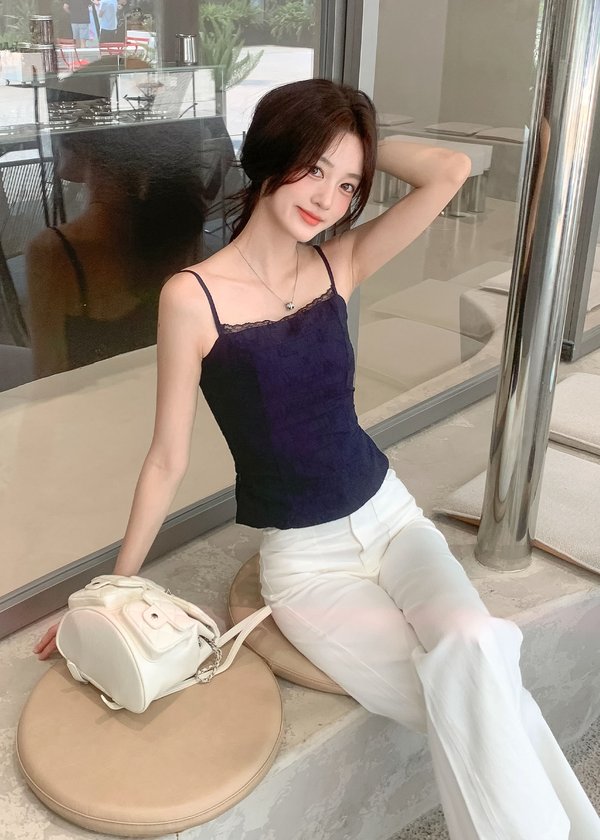 Softie Eyelet Top in Navy