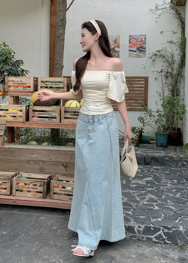 Bluebell Denim Mermaid Skirt in Acid Light Wash