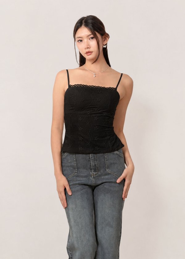 Softie Eyelet Top in Black