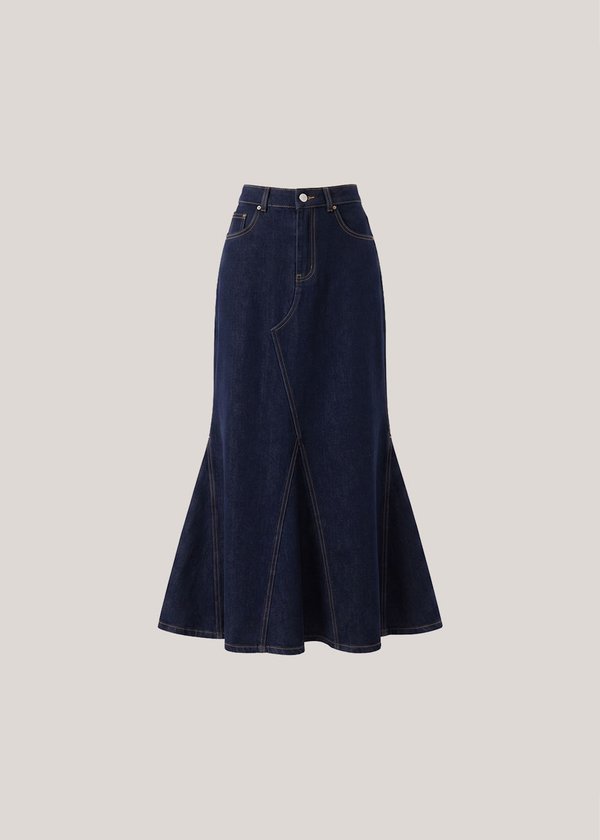 Bluebell Denim Mermaid Skirt in Dark Wash
