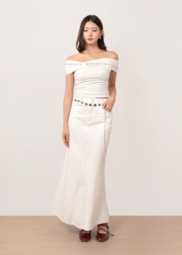 Bluebell Denim Mermaid Skirt in White
