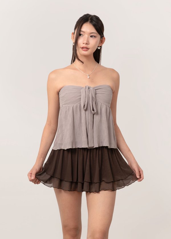 Love Note Halter Textured Top in Taupe