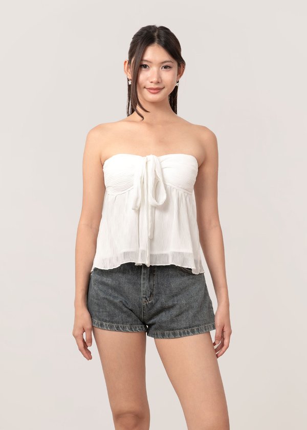 Love Note Halter Textured Top in White
