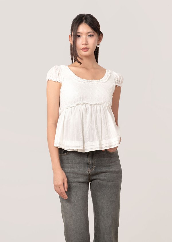 Baby's Breath Babydoll Top in White