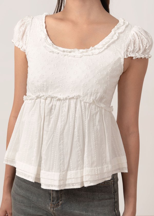 Baby's Breath Babydoll Top in White