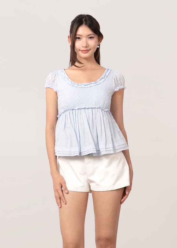 Baby's Breath Babydoll Top in Periwinkle